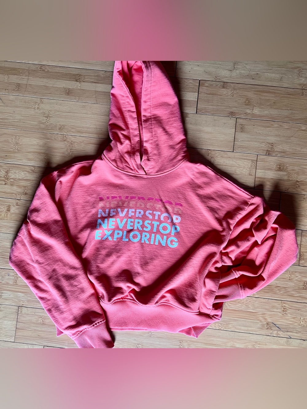 The North Face Pink Hoodie Cropped Sweatshirt w/ pockets